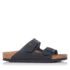 Klapki Birkenstock Arizona Nero Dorosłych. Brązowe klapki Birkenstock, bez wzorów, z materiału, bez obcasa. Za 339.00 zł.