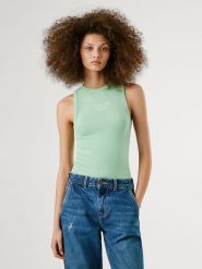 Pepe Jeans Top "Viv" w kolorze jasnozielonym rozmiar: S. Zielone topy Pepe Jeans, s, bez wzorów, z jeansu, bez kołnierzyka, bez ramiączek. Za 116.64 zł.