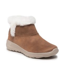 Botki Skechers. Brązowe botki Skechers, bez wzorów, bez obcasa, na płaskiej podeszwie, bez zapięcia. Za 329.99 zł.