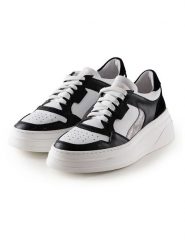 Anna Morellini Skórzane sneakersy "Linamela" w kolorze biało-czarnym rozmiar: 37. Białe trampki Anna Morellini, bez wzorów, bez zapięcia. Za 259.74 zł.