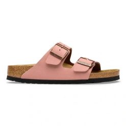 BIRKENSTOCK Arizona BFBC Pink Clay Klapki damskie. Czerwone klapki Birkenstock, bez wzorów, z jeansu, bez obcasa. Za 379.99 zł.