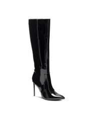 Nine West Kozaki LAMIAH ZL22045HCC Czarny. Czarne kozaki Nine West, ze skóry, bez obcasa, na szpilce, bez zapięcia. Za 329.99 zł.