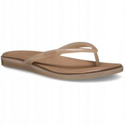 Japonki Dla Dorosłych Crocs Miami Jelly Round Toe Flip. Brązowe klapki Crocs, bez wzorów, z materiału, bez obcasa. Za 169.99 zł.