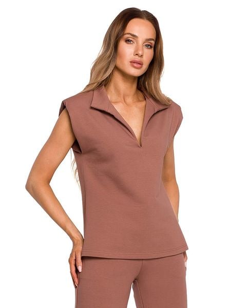 Made of emotion Bluzka w kolorze brązowym rozmiar: XL. Brązowe bluzki Made Of Emotion, xl, bez wzorów, bez kołnierzyka, bez ramiączek. Za 55.95 zł.