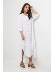 Lin Passion Lniana sukienka w kolorze białym rozmiar: 34/36. Białe sukienki Lin Passion, bez wzorów, ze lnu, klasyczne, bez kołnierzyka, bez ramiączek, maxi. Za 173.99 zł.