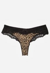 Panterkowe Majtki Stringi Ozdobione Koronką Phisoris. Stringi Renee, bez wzorów, z koronki. Za 12.99 zł.