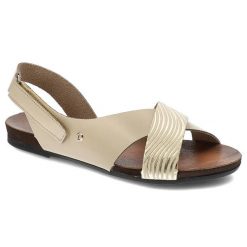 Beżowe Sandały Lemar Modne Buty Na Lato. Brązowe sandały Lemar, z aplikacjami, ze skóry, eleganckie, bez obcasa, na płaskiej podeszwie, bez zapięcia. Za 199.00 zł.
