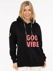 Zwillingsherz Bluza "Good Vibes 2.0" w kolorze czarnym rozmiar: S/M. Czarne bluzy Zwillingsherz, m, bez wzorów, z kapturem. Za 193.70 zł.
