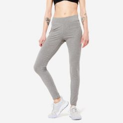 Legginsy fitness damskie Domyos slim. Szare legginsy DOMYOS, m, bez wzorów, z bawełny. Za 49.99 zł.