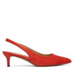Sandały LAUREN RALPH LAUREN. Czerwone sandały Lauren Ralph Lauren, bez wzorów, bez obcasa, na szpilce, bez zapięcia. Za 629.99 zł.