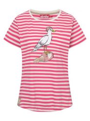 Derbe Koszulka w kolorze biało-różowym rozmiar: S. Białe bluzki Derbe, s, bez wzorów, z bawełny, bez kołnierzyka, bez ramiączek. Za 109.00 zł.