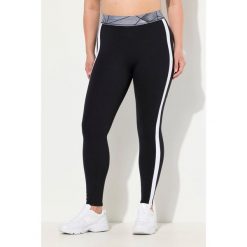 Damskie Legginsy paski kieszenie wysoki stan elastyczny pas. Czarne legginsy Ulla Popken, plus size, bez wzorów, z elastanu, z podwyższonym stanem. Za 244.99 zł.