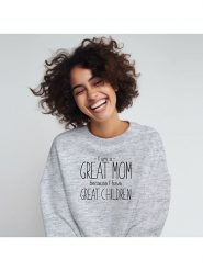 WOOOP Bluza "I am a great Mom because I have great children" w kolorze szarym rozmiar: M. Szare bluzy Wooop, m, bez wzorów, z bawełny, bez kaptura. Za 118.84 zł.