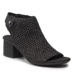 Sandały Rieker. Czarne sandały Rieker, bez wzorów, bez obcasa, na słupku, bez zapięcia. Za 259.99 zł.