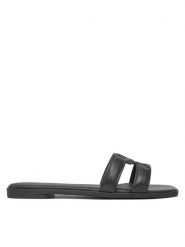 Tommy Hilfiger Klapki Th Logo Strap Mule FW0FW08671 Czarny. Czarne klapki TOMMY HILFIGER, bez wzorów, ze skóry, bez obcasa. Za 289.99 zł.