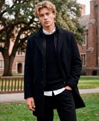 Superdry Tailored Two-in-One Town Coat płaszcz wełniany slim czarny. Czarne płaszcze Superdry, l, bez wzorów, z materiału, bez kaptura. Za 798.50 zł.