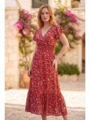 SOULSHAE Sukienka w kolorze czerwonym rozmiar: L/XL. Czerwone sukienki SOULSHAE, l, bez wzorów, bez kołnierzyka, bez ramiączek, maxi. Za 159.95 zł.