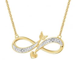 Naszyjnik z żółtego złota z diamentami - nieskończoność, serce - 0,008 ct - próba 375. Żółte naszyjniki Apart, z diamentem, złote. Za 1,290.00 zł.