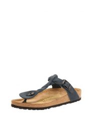 Comfortfusse Skórzane japonki w kolorze granatowym rozmiar: 38. Niebieskie klapki Comfortfüße, bez wzorów, z nubiku, z otwartym noskiem, bez obcasa. Za 252.99 zł.