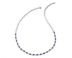 Naszyjnik z białego złota z diamentami i szafirami - 43 cm - próba 585. Białe naszyjniki Apart, z diamentem, złote. Za 26,990.00 zł.
