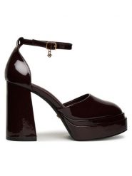 DeeZee Półbuty LW85478-6 Bordowy. Czerwone czółenka DeeZee, bez wzorów, ze skóry, bez obcasa, na obcasie, bez zapięcia. Za 169.99 zł.