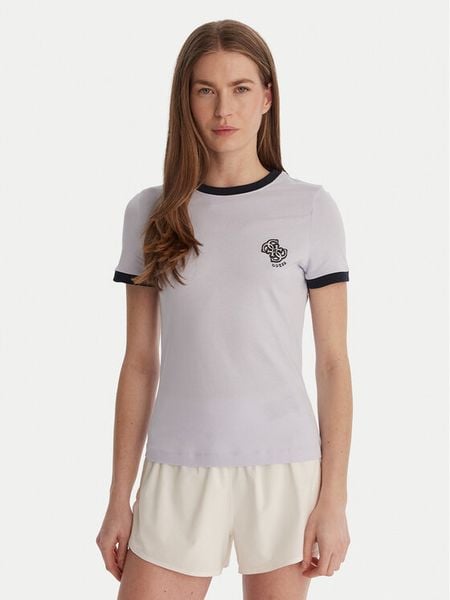 Guess T-Shirt V6GI05 K2966 Niebieski Regular Fit. Niebieskie t-shirty Guess, m, z aplikacjami, z bawełny, bez kołnierzyka, bez ramiączek. Za 113.99 zł.
