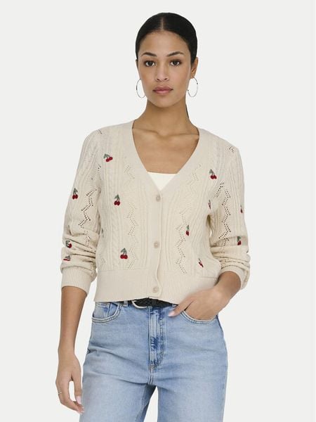 ONLY Kardigan Birtie 15363087 Beżowy Regular Fit. Brązowe kardigany Only, xl, bez wzorów, z syntetyku. Za 116.99 zł.