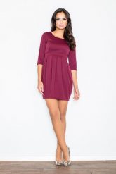 Bordowa Sukienka Tulipan z Rękawem 3/4. Czerwone sukienki Figl, na lato, xl, bez wzorów, z lycry, bez kołnierzyka, bez ramiączek, tulipan. Za 239.00 zł.