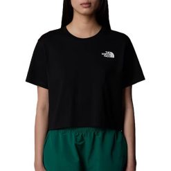 Koszulka sportowa damska The North Face W Simple Dome Cropped. Czarne koszulki sportowe The North Face, bez wzorów, bez ramiączek. Za 179.99 zł.