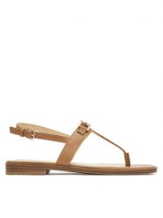 Guess Sandały FLJREL LEA21 Brązowy. Brązowe sandały Guess, z aplikacjami, ze skóry, bez obcasa, na płaskiej podeszwie, bez zapięcia. Za 519.99 zł.