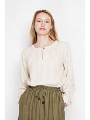 Le Jardin du Lin Lniana bluzka w kolorze kremowym rozmiar: 34. Brązowe bluzki Le jardin du lin, bez wzorów, ze lnu, bez kołnierzyka, bez ramiączek. Za 108.99 zł.