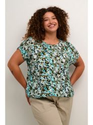 KAFFE curve Bluzka w kolorze zielono-turkusowym rozmiar: 48. Niebieskie bluzki KAFFE curve, bez wzorów, z wiskozy, bez kołnierzyka, bez ramiączek. Za 104.99 zł.