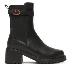 Sztyblety Furla. Czarne botki Furla, bez wzorów, bez obcasa, na płaskiej podeszwie, bez zapięcia. Za 1,389.00 zł.