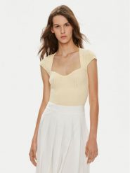 Gina Tricot Bluzka 22212 Żółty Slim Fit. Żółte bluzki Gina Tricot, xs, bez wzorów, z syntetyku, bez kołnierzyka, bez ramiączek. Za 79.99 zł.