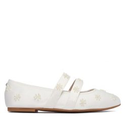 Baleriny Buffalo. Białe baleriny Buffalo, bez wzorów, bez obcasa. Za 349.99 zł.