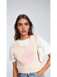 Monki Bezrękawnik w kolorze beżowym rozmiar: M. Brązowe swetry Monki, m, bez wzorów, bez ramiączek. Za 56.53 zł.