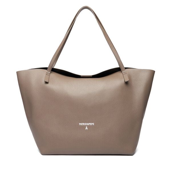 Torebka Patrizia Pepe. Brązowe shopper Patrizia Pepe, bez wzorów, bez dodatków. Za 819.99 zł.