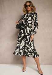 Czarna Sukienka z Bawełną i Abstrakcyjnym Wzorem Tersedi. Czarne sukienki Renee, na co dzień, m, bez wzorów, z bawełny, eleganckie, bez kołnierzyka, bez ramiączek, midi. Za 79.99 zł.