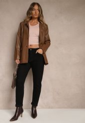 Czarne Jeansy Mom Fit w Klasycznym Stylu Bellaxia. Czarne jeansy Renee, l, bez wzorów, z podwyższonym stanem. Za 109.99 zł.