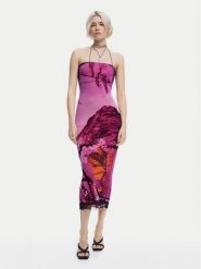 Desigual Sukienka letnia Lakecomo 25SWVK39 Różowy Slim Fit. Czerwone sukienki Desigual, na lato, xl, bez wzorów, z syntetyku, bez kołnierzyka, bez ramiączek. Za 319.99 zł.