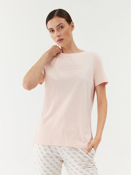 Guess T-Shirt V3BI11 J1314 Różowy Regular Fit. Czerwone t-shirty Guess, xs, z aplikacjami, z bawełny, bez kołnierzyka, bez ramiączek. Za 102.99 zł.