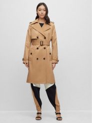 Boss Trencz 50489115 Beżowy Regular Fit. Brązowe płaszcze Boss, bez wzorów, z syntetyku, bez kaptura. Za 1,949.00 zł.