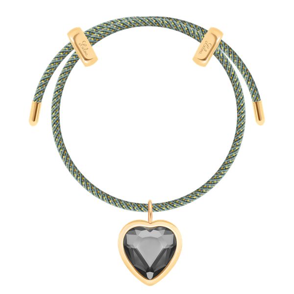 Bransoletka Liana w kolorze ciemnoszarym ze złotą nitką z zawieszką Icons. Szare bransoletki Lilou, z kryształem, pozłacane. Za 328.00 zł.