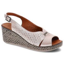 Różowe Sandały Lanqier Damskie Buty Na Lato. Czerwone sandały Lanqier, w ażurowe wzory, ze skóry, eleganckie, bez obcasa, na koturnie, bez zapięcia. Za 159.00 zł.