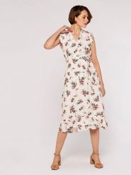 Apricot Sukienka w kolorze białym rozmiar: XS. Białe sukienki Apricot, na co dzień, xs, bez wzorów, z tkaniny, bez kołnierzyka, bez ramiączek, midi, proste. Za 83.03 zł.