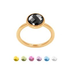 Pierścionek z czarnym kryształem pozłacany. Żółte pierścionki Lilou, pozłacane. Za 159.00 zł.
