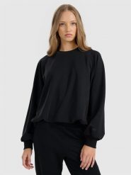 4F Bluza dresowa nierozpinana z modalem damska - czarna M. Czarne bluzy 4f, m, bez wzorów, z dresówki, bez kaptura. Za 199.99 zł.