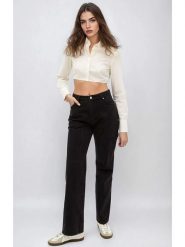 Monki Dżinsy - Regular fit - w kolorze czarnym rozmiar: W30. Czarne jeansy Monki, bez wzorów, z podwyższonym stanem. Za 70.41 zł.