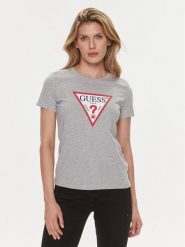 Guess T-Shirt W1YI1 BI3Z14 Szary Slim Fit. Szare t-shirty Guess, m, z aplikacjami, z bawełny, bez kołnierzyka, bez ramiączek. Za 77.00 zł.