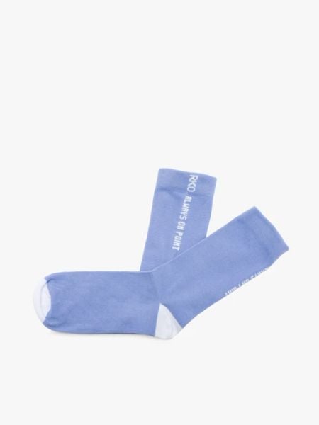 Niebieskie skarpety damskie. Niebieskie skarpety Ryłko, bez wzorów, z bawełny. W wyprzedaży za 9.99 zł.